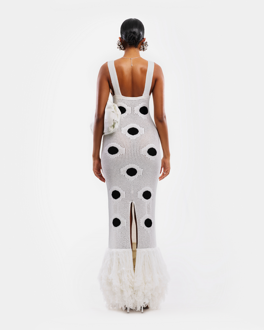 Polka - dot Crochet Maxi Dress