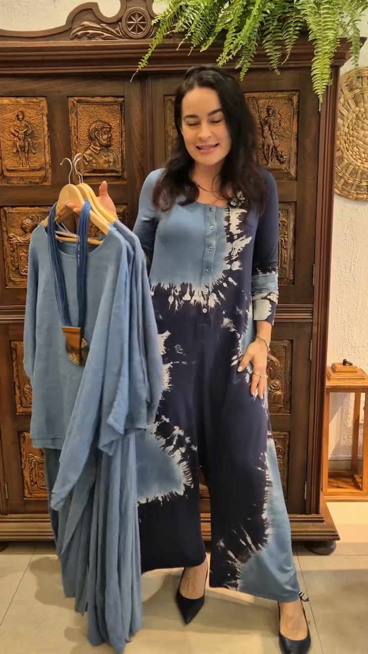 Blue Tie - Dye Jumpsuit