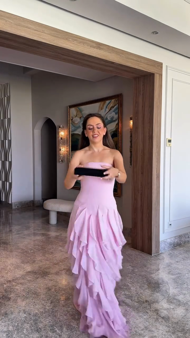 Lavender Strapless Ruffled Maxi Dress