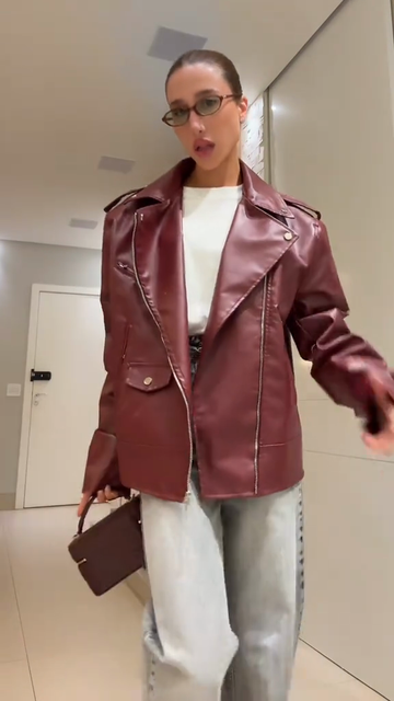 Burgundy Leather Biker Jacket