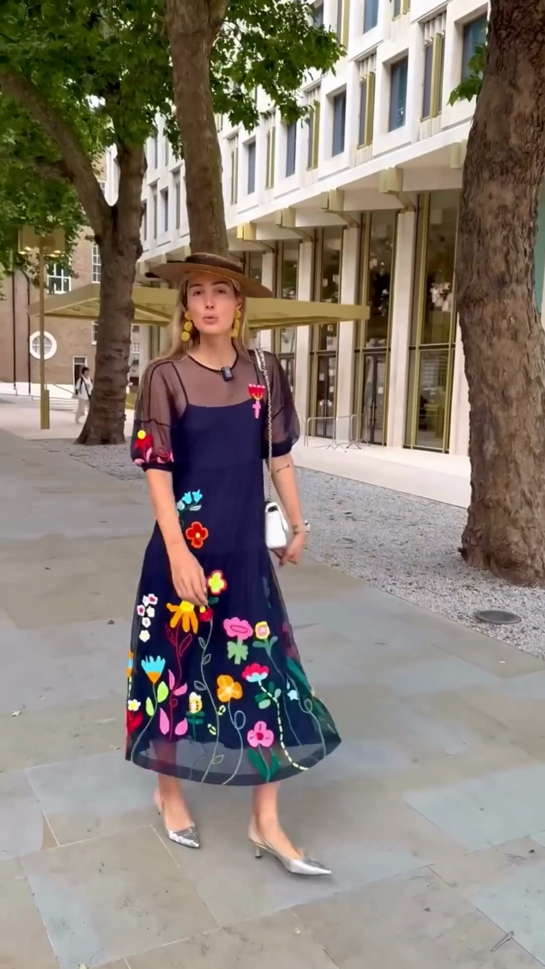 Floral Embroidered Mesh Overlay Dress