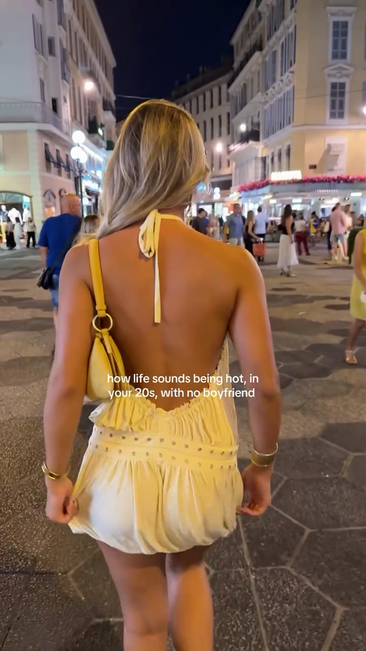 Yellow Halter Neck Backless Mini Dress