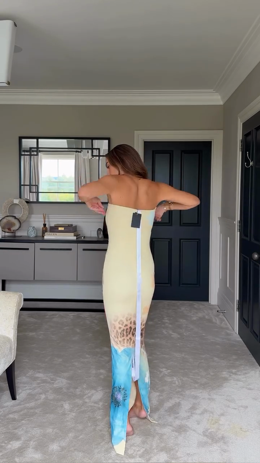 Strapless Floral Print Maxi Dress