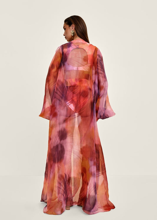 Tie-Dye Sheer Organza Robe