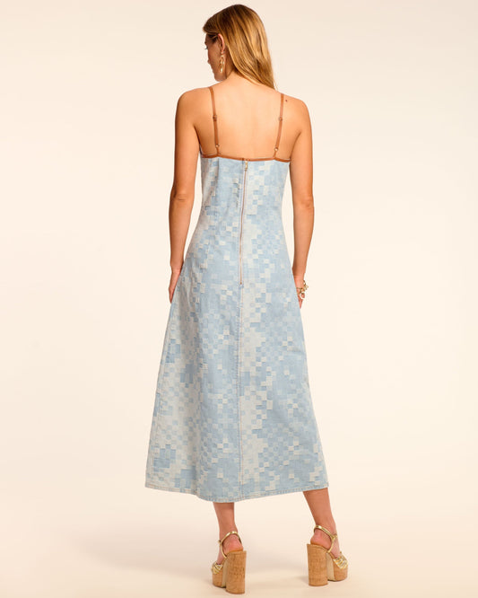 Denim Patchwork Midi Dress