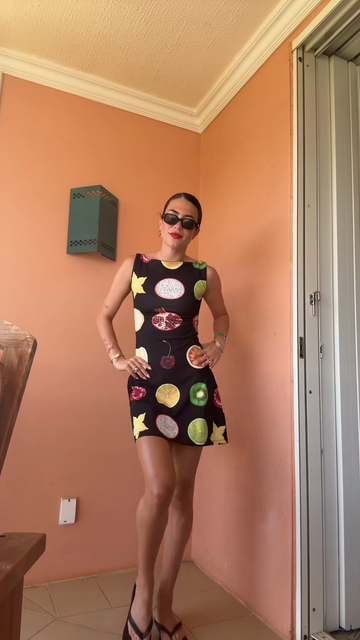 Black Fruit - Print Mini Dress