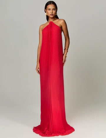 Long Party Dress with Triangular Neckline