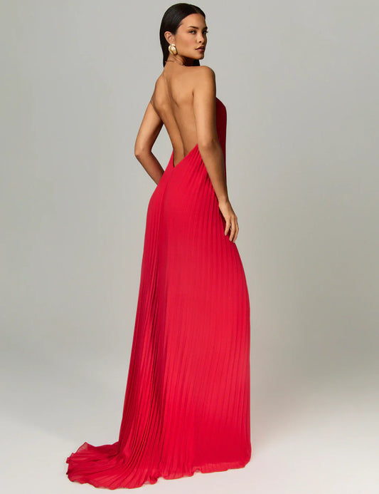 Long Party Dress with Triangular Neckline