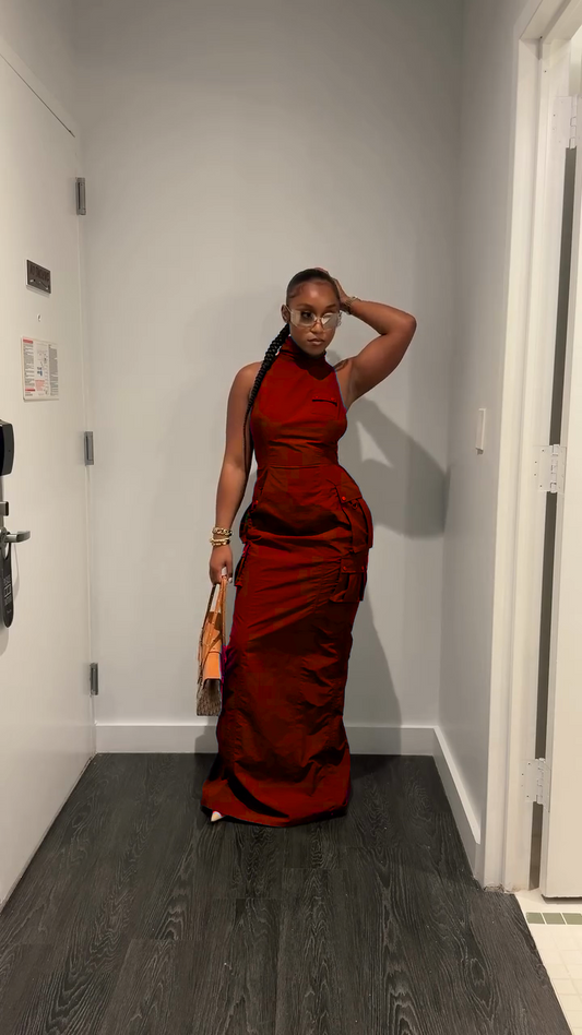 Olive Green Sleeveless High - Neck Maxi Dress