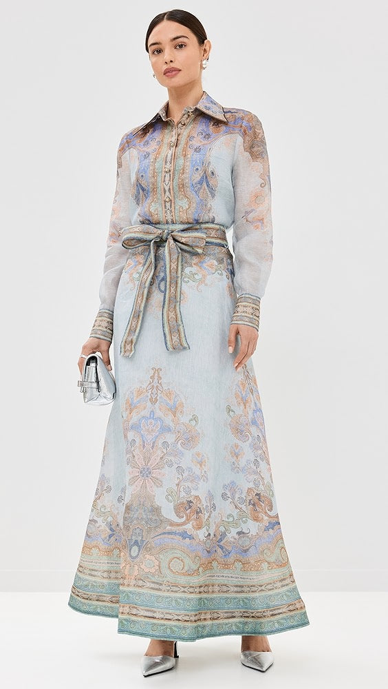 Printed Shirt - Style Maxi Set with Belt