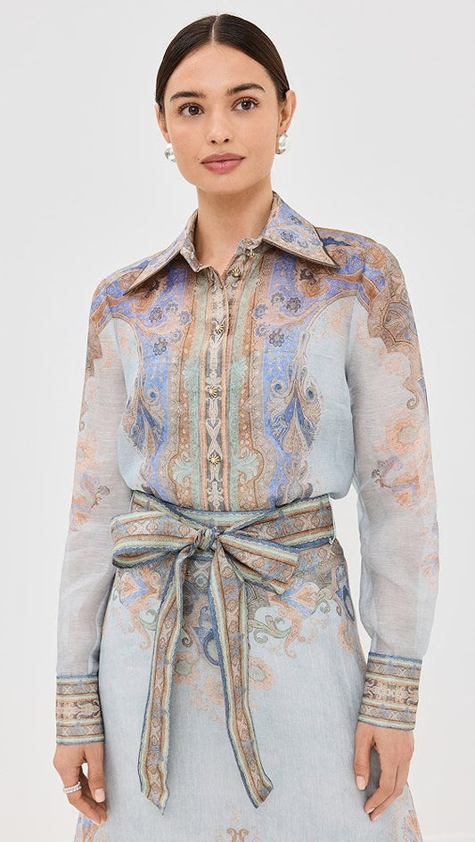 Printed Shirt - Style Maxi Set with Belt